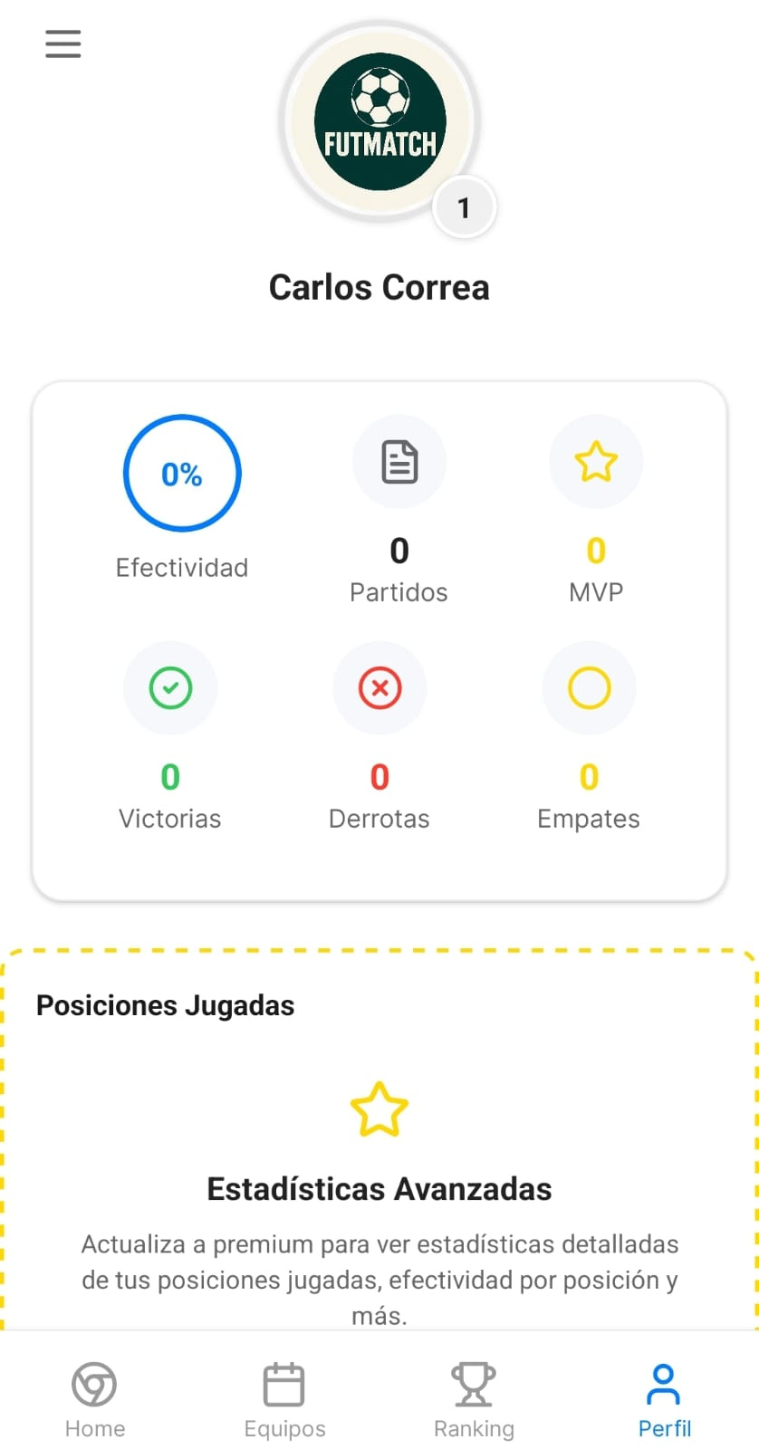 FutMatch App - Perfil